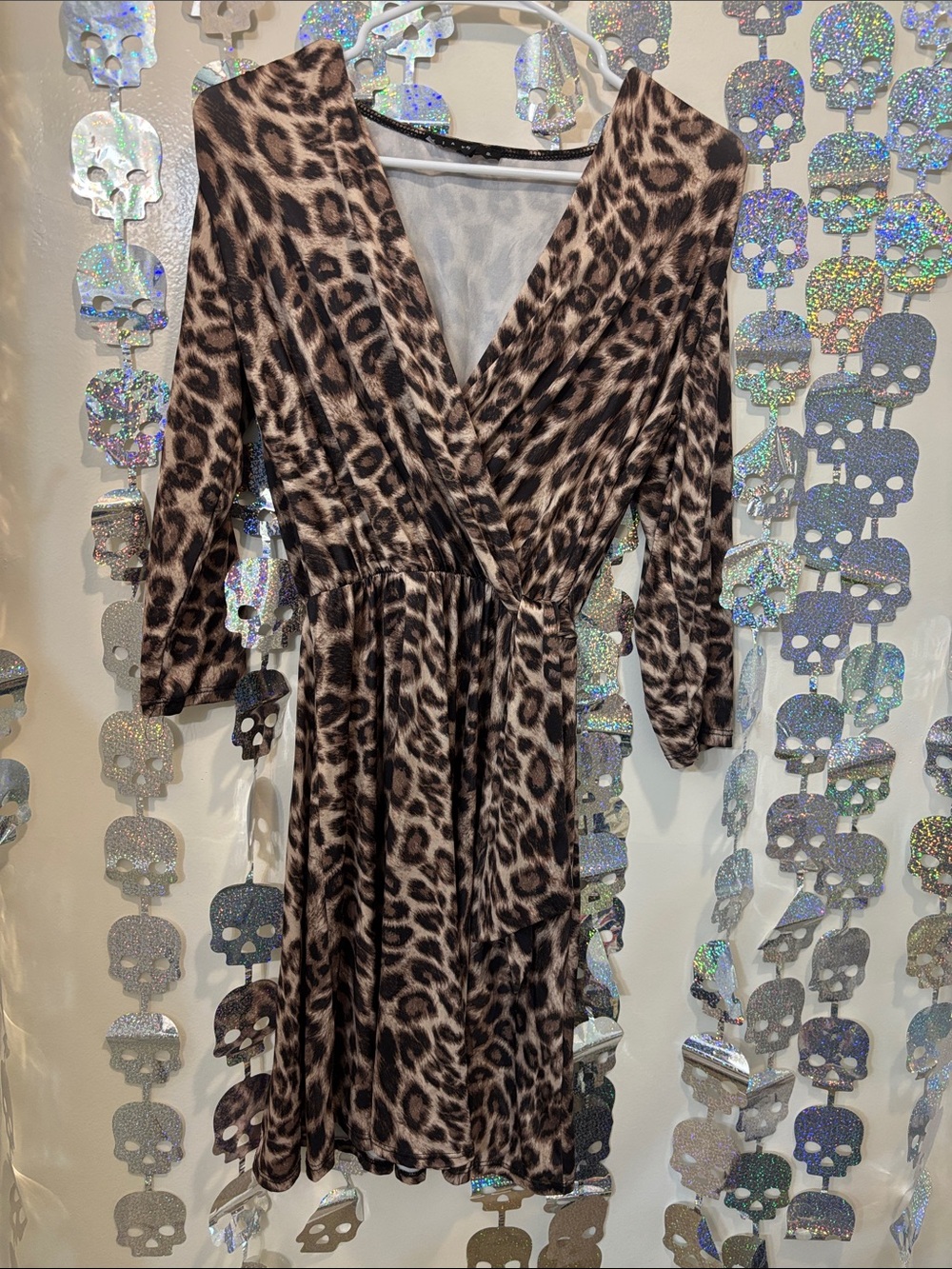 Leopard Print Wrap Dress - Brown